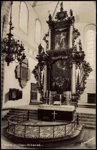 Postcard .Dänemark - Soro Kirken Alteret Kloster Sorø 1950