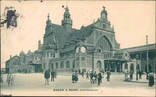 Ansichtskarte Essen (Ruhr) Bahnhof - Gleise, belebt 1905