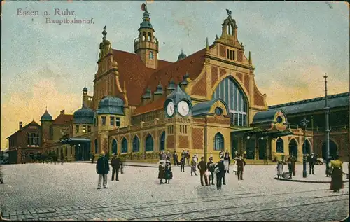 Ansichtskarte Essen (Ruhr) Hauptbahnhof 1907  gel. nach Tilff