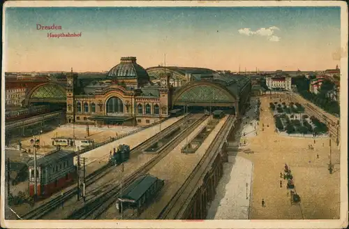 Ansichtskarte Seevorstadt-Dresden Blick über den Hauptbahnhof 1924