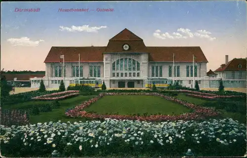 Ansichtskarte Darmstadt Hauptbahnhof - Ostseite. 1915