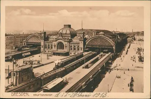 Ansichtskarte Seevorstadt-Dresden Blick über den Hauptbahnhof 1910