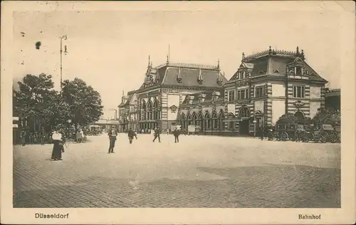 Ansichtskarte Düsseldorf Partie am Hauptbahnhof 1921