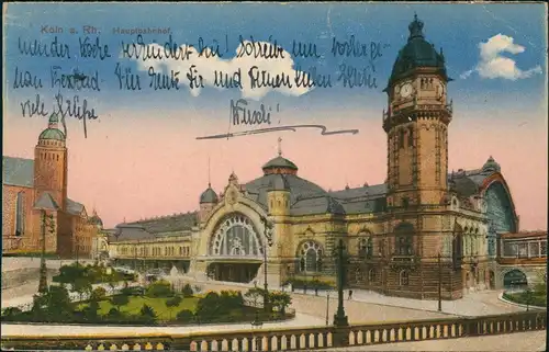Ansichtskarte Köln Hauptbahnhof 1930
