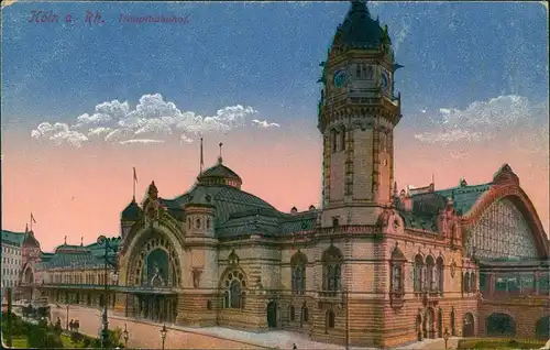 Ansichtskarte Köln Hauptbahnhof 1917  gel. Feldpoststempel Namur
