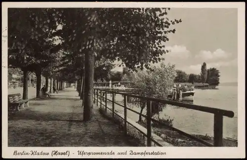 Ansichtskarte Kladow-Berlin Havel Uferpromenade und Dampferstation 1953
