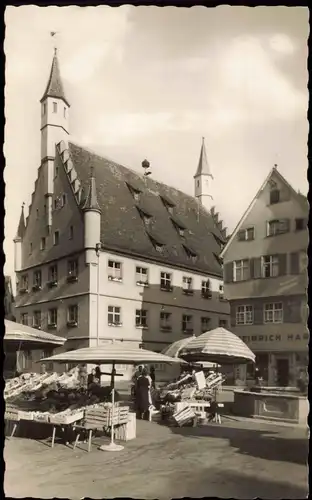 Ansichtskarte Biberach an der Riß Straßenansicht mit Markt-Ständen 1956