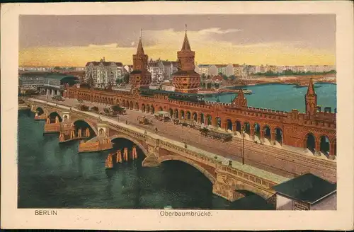 Ansichtskarte Friedrichshain-Berlin Oberbaumbrücke. 1923