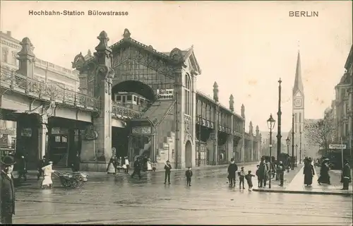 Ansichtskarte Schöneberg-Berlin Hochbahn-Station Bülowstrasse Kirche 1911