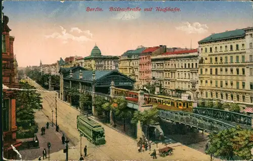 Ansichtskarte Schöneberg-Berlin Bülowstraße  Hochbahn. 1916   Feldpost Tempelhof