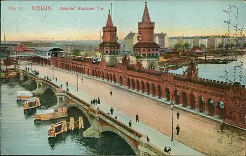 Ansichtskarte Friedrichshain-Berlin Bahnhof Stralauer Tor. 1909