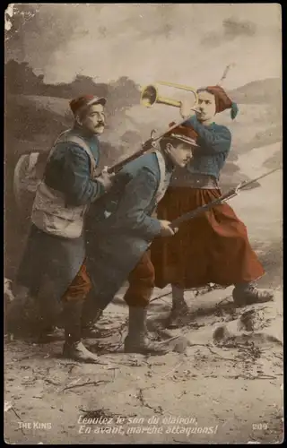 CPA .Frankreich Patriotika France Soldaten beim Angriff 1910