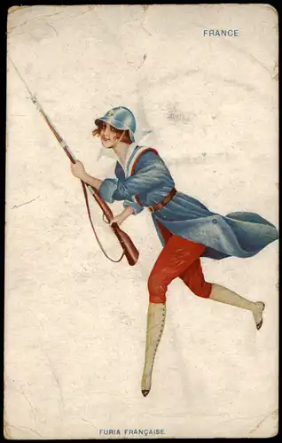 .Frankreich Patriotika France FURIA FRANÇAISE Les femmes soldat 1916