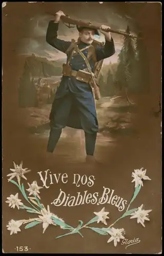 .Frankreich Patriotika France Soldat Baijonette Vive nos Bleus 1917