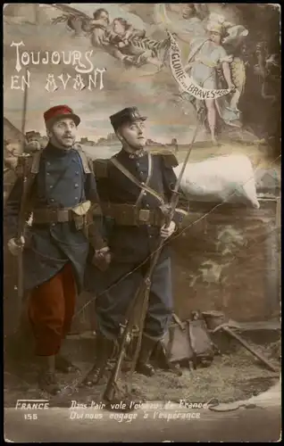 .Frankreich Patriotika France Soldaten Engel Toujors en Avant 1917