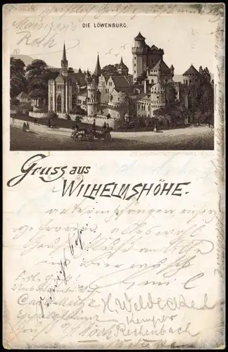 Ansichtskarte Litho AK Bad Wilhelmshöhe-Kassel Löwenburg Gruss aus... 1896