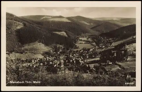 Ansichtskarte Manebach-Ilmenau DDR AK Panorama-Ansicht, Thüringer Wald 1956