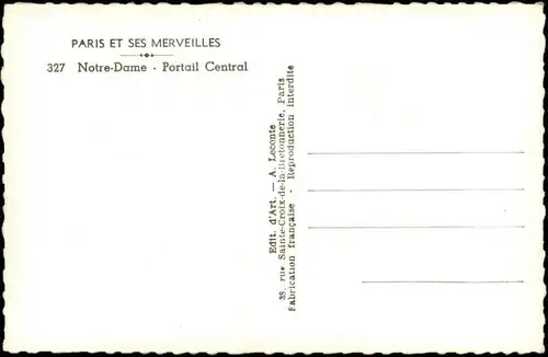 CPA Paris Notre-Dame Portail Central 1950