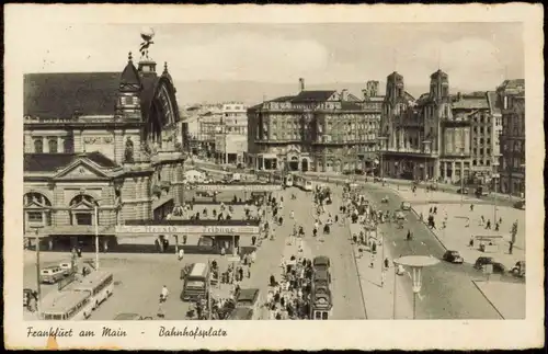 Ansichtskarte Frankfurt am Main Partie am Hauptbahnhof Bahnhofsplatz 1954