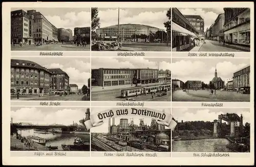 Dortmund   u.a. Hansaplatz Hauptbahnhof Westfalenhalle Hohe Straße 1950