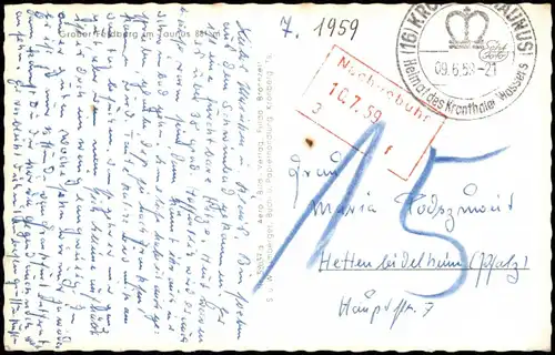 Ansichtskarte Schmitten  Großer Feldberg im Taunus 1959 Nachgebühr Stempel