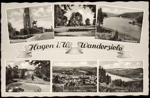 Hagen (Westfalen) Stadtteilansichten, Umland Wanderziele (Mehrbildkarte) 1957