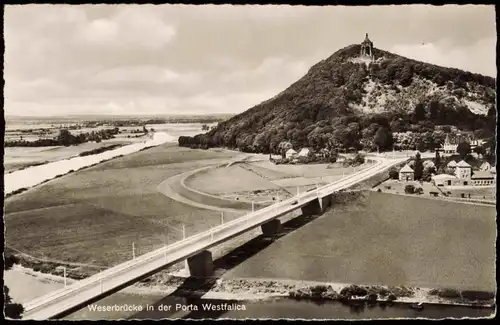 Ansichtskarte Porta Westfalica Weserbrücke in der Porta Westfalica 1957