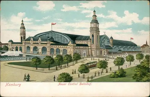 Ansichtskarte Hamburg Neuer Central Bahnhof - Künstlerkarte 1902