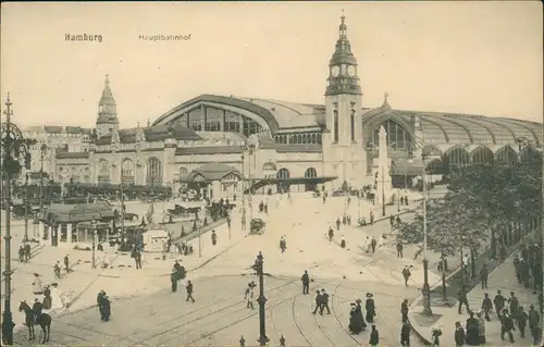 Ansichtskarte Hamburg Hauptbahnhof 1916