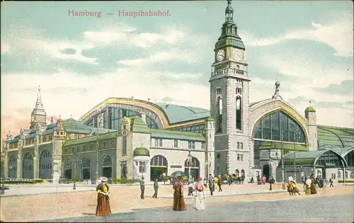 Ansichtskarte Hamburg Hauptbahnhof 1914