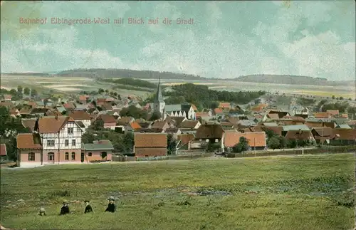 Elbingerode-Oberharz am Brocken Bahnhof West mit Blick auf die Stadi. 1907