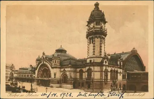 Ansichtskarte Köln Hauptbahnhof 1918