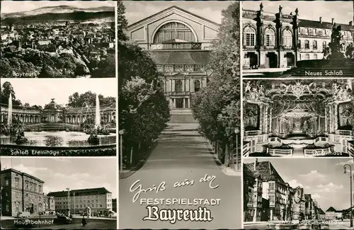 Ansichtskarte Bayreuth Stadt, Hauptbahnhof uvm 1958