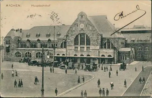 Ansichtskarte Aachen Hauptbahnhof 1919