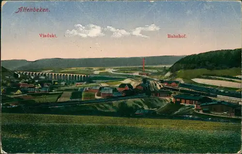 Ansichtskarte Altenbeken Viadukt. Bahnhof. 1914