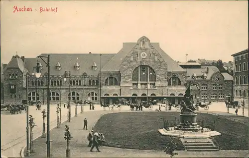 Ansichtskarte Aachen Bahnhof, Denkmal 1906