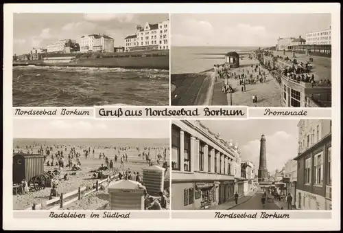 Ansichtskarte Borkum Promenade, Badeleben 1959