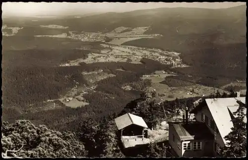 Bodenmais Arberschutzhaus mit Blick auf Bayer. und Böhm. Eisenstein 1967