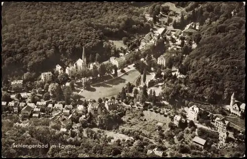 Ansichtskarte Schlangenbad Luftbild Ortsansicht vom Flugzeug aus 1972/1965
