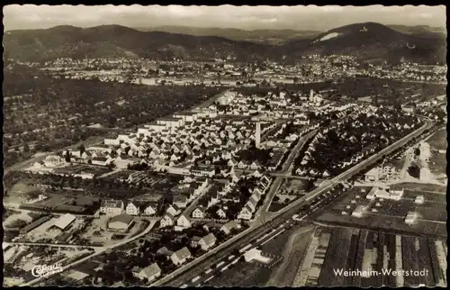 Ansichtskarte Weinheim (Bergstraße) Luftbild Weststadt 1962