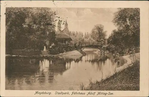 Ansichtskarte Werder-Magdeburg Stadtpark, Fährhaus Adolf Mittag-See. 1921