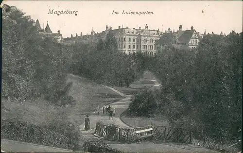 Ansichtskarte Magdeburg Im Luisengarten. 1923  gel 40 Mark Posthorn