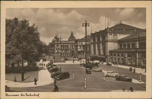 Ansichtskarte Hannover Am Hauptbahnhof, Autos 1952