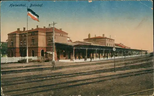 Postkaart Herbesthal- Lontzen Bahnhof 1918  gel. Feldpoststempel