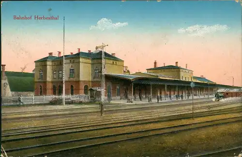 Postkaart Herbesthal-Lontzen  Bahnhof 1917  gel. Feldpost Eupen
