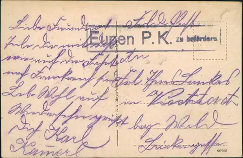 Postkaart Herbesthal-Lontzen  Bahnhof 1917  gel. Feldpost Eupen