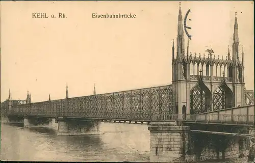 Ansichtskarte Kehl (Rhein) Eisenbahnbrücke 1909