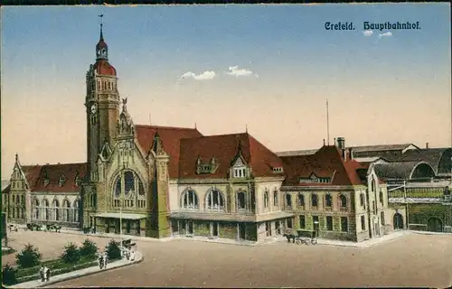 Ansichtskarte Krefeld Crefeld Bahnhof 1914