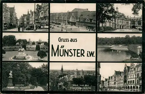 Ansichtskarte Münster (Westfalen) Drubbel, Bahnhof, Am Aasee 1956