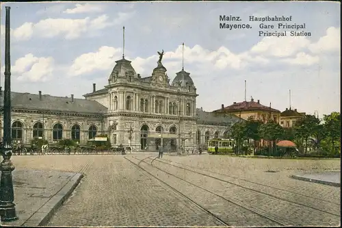 Ansichtskarte Mainz Bahnhof 1919